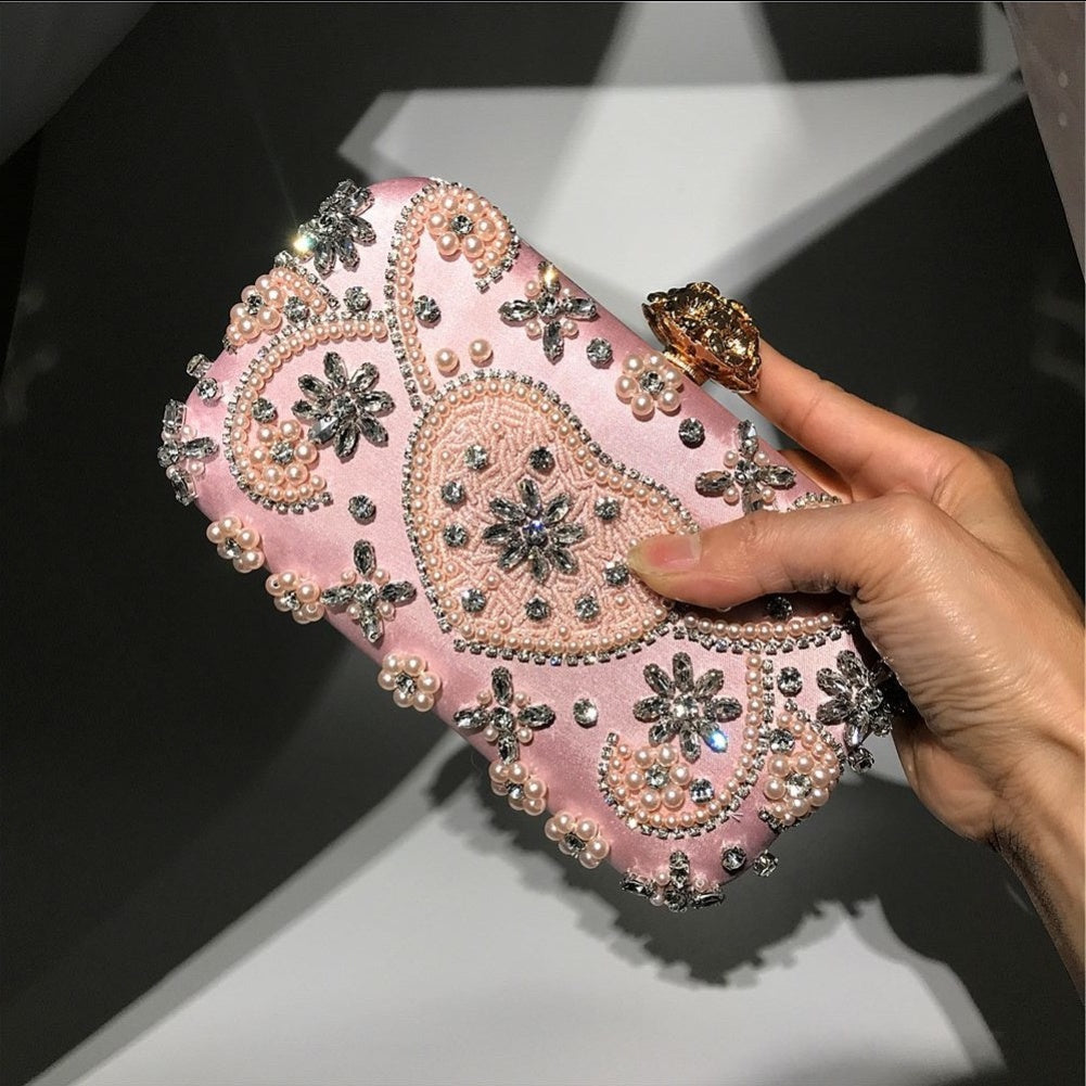 2025-2 Luxury Handmade Beaded Rhinestone Evening Clutch