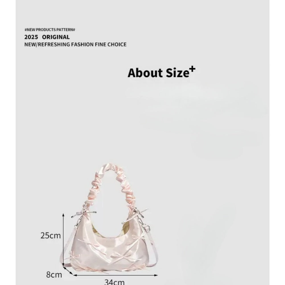 20255 Sweet cloud butterfly ruched tote bag – cute versatile handbag for girls