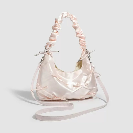 20255 Sweet cloud butterfly ruched tote bag – cute versatile handbag for girls