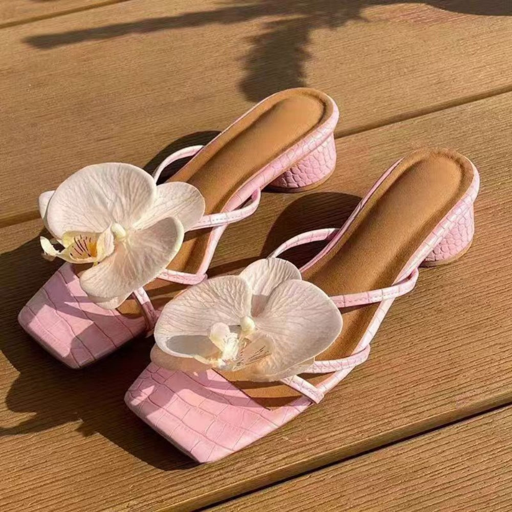 code: 10, French Summer Beach Sandals with Floral Design – Perfect Match for Dresses