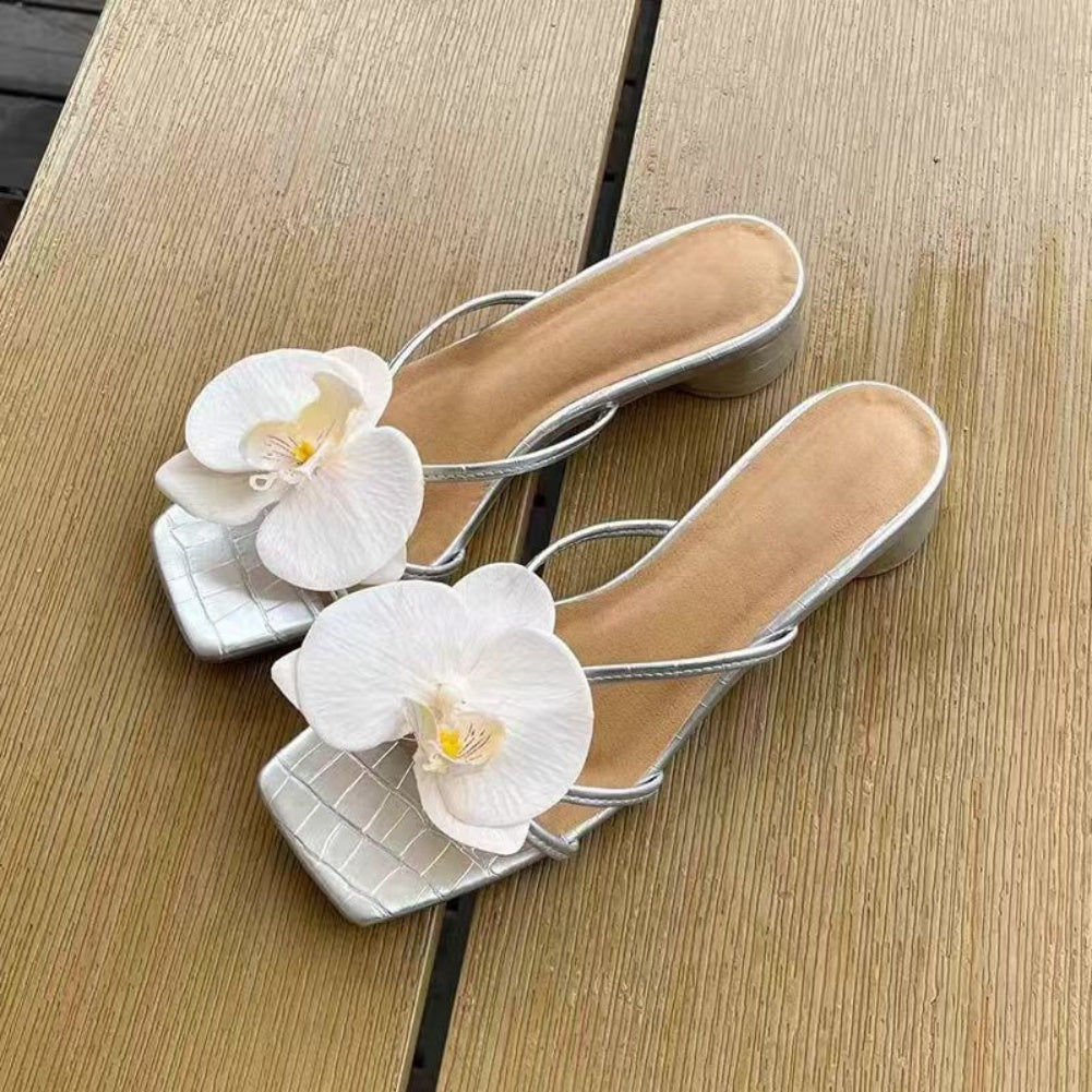 code: 10, French Summer Beach Sandals with Floral Design – Perfect Match for Dresses