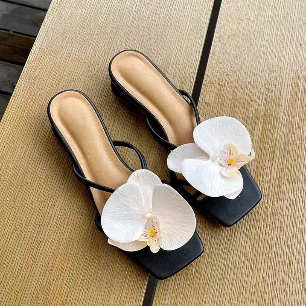 code: 10, French Summer Beach Sandals with Floral Design – Perfect Match for Dresses