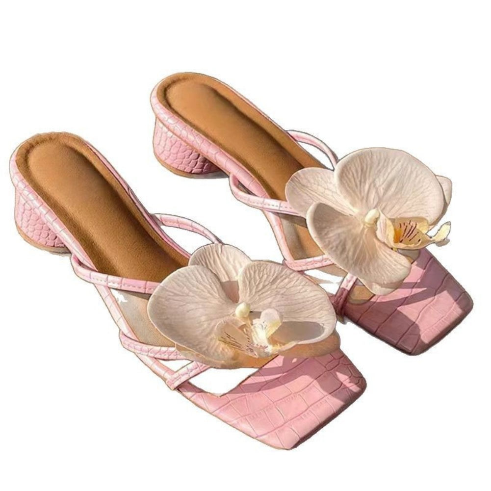 code: 10, French Summer Beach Sandals with Floral Design – Perfect Match for Dresses