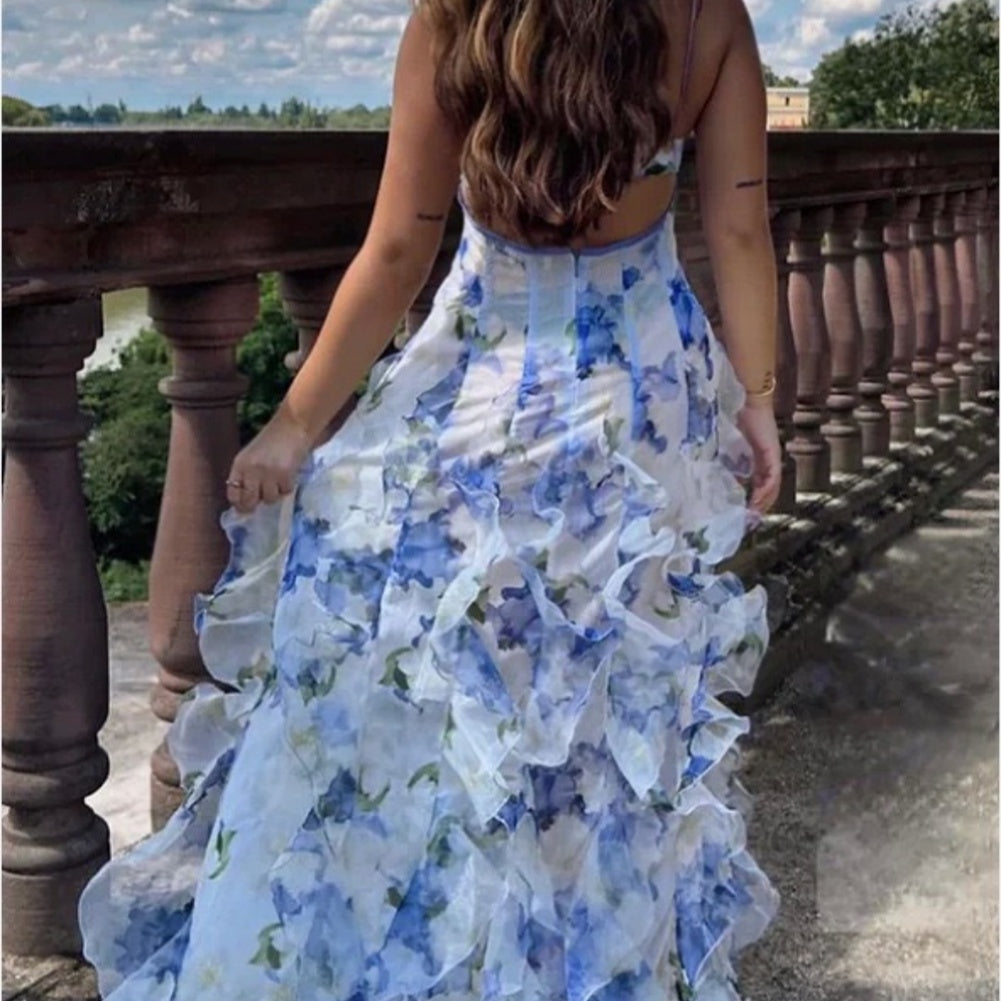 code: 8, Fashion chiffon spaghetti strap elegant evening dress