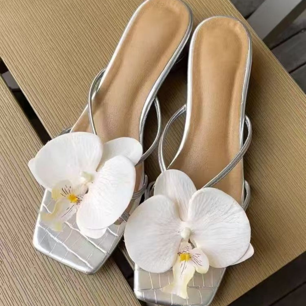 code: 10, French Summer Beach Sandals with Floral Design – Perfect Match for Dresses