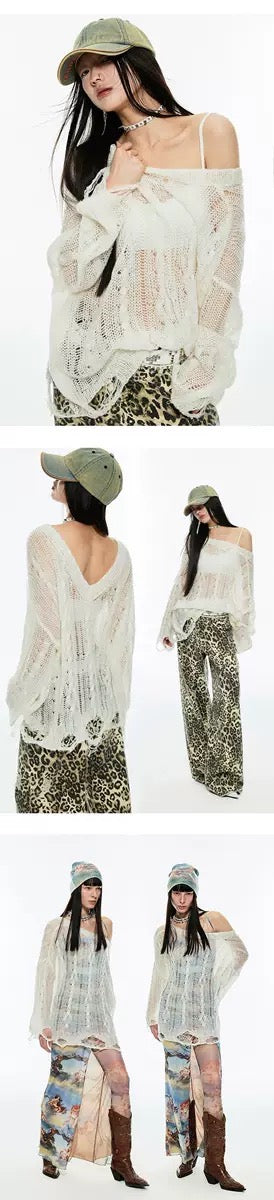 Street Style Lazy Chic Sexy Cut-Out Knit Sweater Top