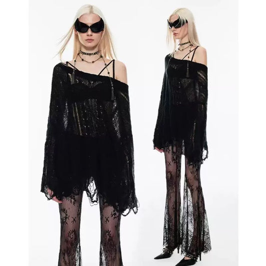 Street Style Lazy Chic Sexy Cut-Out Knit Sweater Top