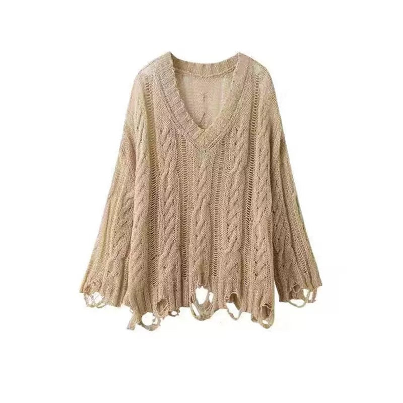 Street Style Lazy Chic Sexy Cut-Out Knit Sweater Top
