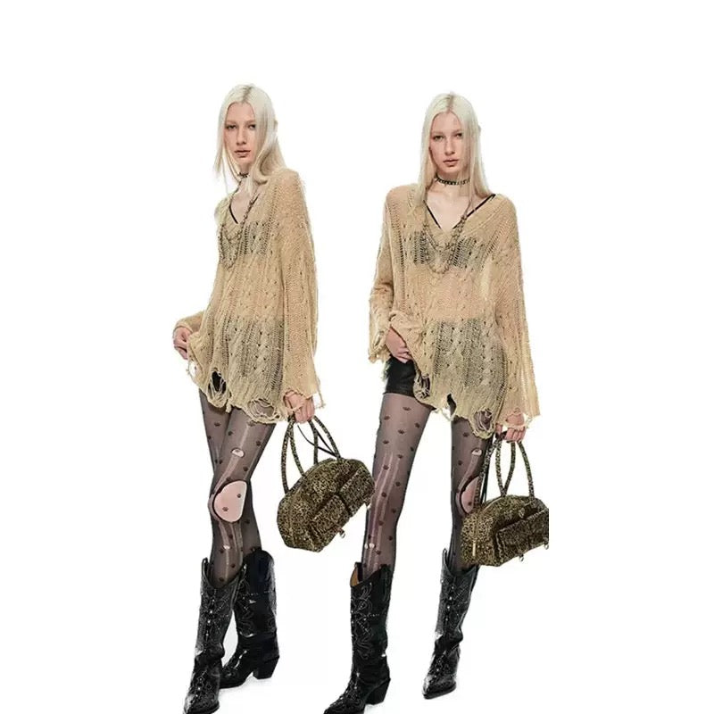 Street Style Lazy Chic Sexy Cut-Out Knit Sweater Top
