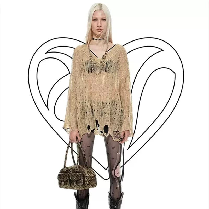 Street Style Lazy Chic Sexy Cut-Out Knit Sweater Top